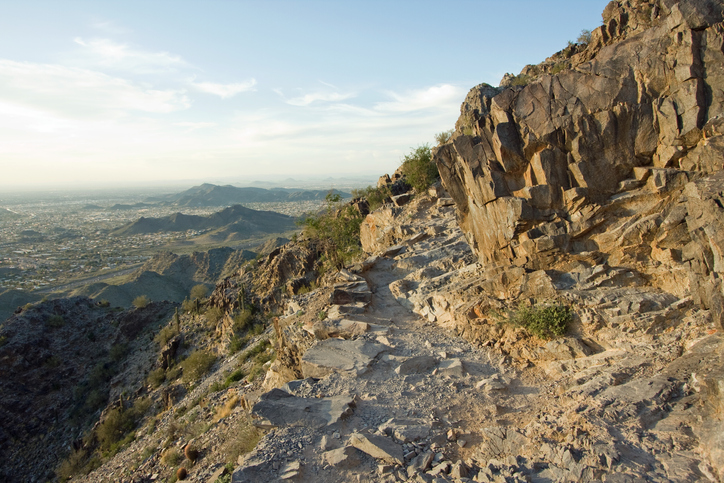 Hiking trail leading up Piestewa Peak (Squaw Peak), near Phoenix AZ.