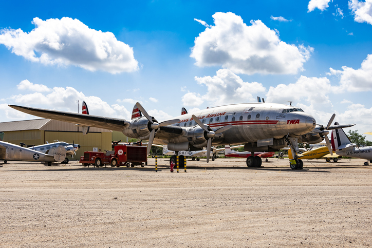 Tucson, AZ, United States - September 2, 2021: Lockheed L-049 Constellation (tail number: N90831) Star of Switzerland, on display at Pima Air & Space Museum.